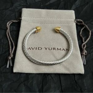 David Yurman Two-Tone Cable Cuff Bracelet - Silver and Gold